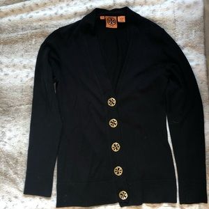 Navy Tory Burch cardigan with gold buttons sz sm